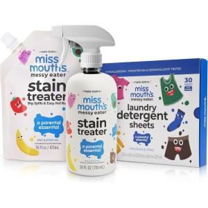 imageMiss Mouths Messy Eater Stain Treater  16oz Bottle ampamp Refill Pouch and Laundry Detergent Sheets