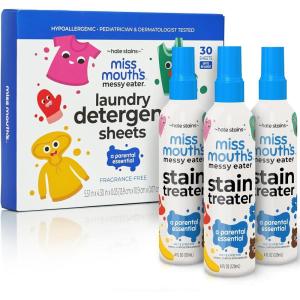 imageMiss Mouths Messy Eater Stain Treater Spray  4oz Stain Remover  Newborn ampamp Baby Essentials  No Dry Cleaning Food Grease Coffee Off Laundry Underwear Fabric3 pack with sheets