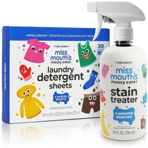 imageMiss Mouths Messy Eater Stain Treater Spray  16oz Stain Remover and Laundry Detergent Sheets  Newborn ampamp Baby Essential