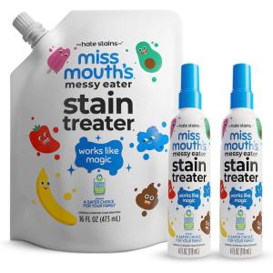 image:imageMiss Mouths Messy Eater Stain Treater Spray  Stain Remover  Newborn amp Baby Essentials  2Pack of 16oz Stain Remover2 pack and Refill Pouch